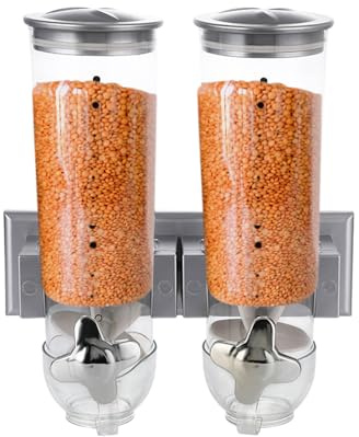 Contenedor triple para cereales - Cesta para almacenar alimentos | Dispensador triple de cereales secos, contenedor de pared para almacenar alimentos, refrigerios, despensa, con 3 tazas para cocina.