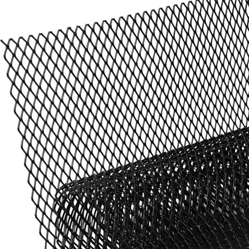 MORETATA Car Grill Mesh 40 x 13 inch, Universal Black Aluminum Alloy Mesh Car Grille, Metal Front Radiator Grill for Bumper, Hood Vent, Multifunctional Grille Sheet(8x16mm Hole)