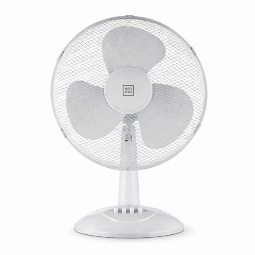 Genérico Ventilador de Mesa Ultra Silencioso EMMA | Envio 24h | 45 W | Bajo Consumo | Alta Potencia en 3 velocidades | Altura Modulable | 3 Aspas Duales | Pedestal - Ligero y Resistente (B Mesa)