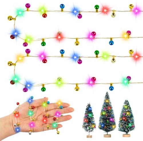200cm Wichtel Lichterkette Miniatur, Wichtel Zubehör Weihnachten, puppenhaus zubehör Möbel, Wichtelhaus mini Lichterkette, Wichtelzubehör Weihnachtsdeko für Kinder Geschenk（Bunte Lichter）