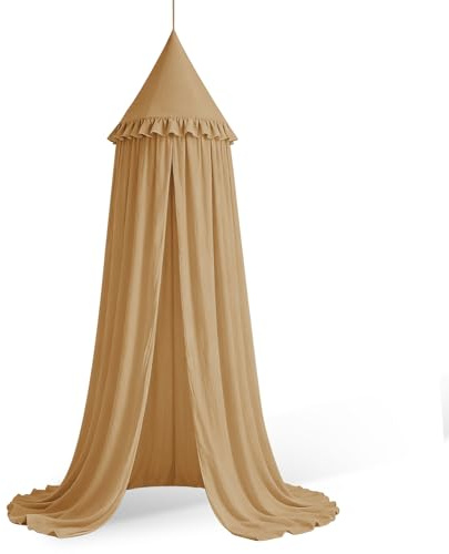 HOTUT Dosel para Cama de Bebé, Cuna con Cortina Colgante, Toldo para Cama de Redondo, Dosel para Cama de Niños con Volantes para Juego Lectura Dormitorio Vestidor, Decoración
