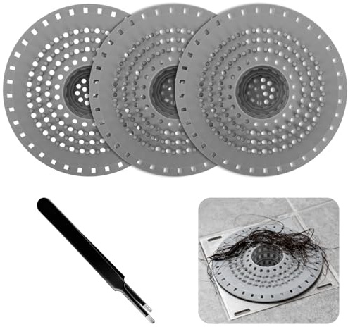 3 Stück Abflusssieb Waschbecken Duschablauf Universal Abflusssieb Silikon | 4.92in Haarsieb Dusche Spülbecken Sieb Badezimmer Bodenabflussfilter für Badewanne Waschbecken & Küche(Grau)