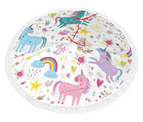 Falda de árbol de Navidad rosa de unicornios, decoración de árbol de Navidad, regalos para fiestas, hogar, Año Nuevo, festividades