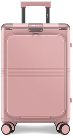 ONYX Hybrid-Pro Handgepäck-Koffer 55x35x23cm, ultraleichter 4kg Hartschalenkoffer klein mit Laptopfach und TSA-Schloss, 38L Carry on Luggage mit leisen 360°-Rollen, Cabin Trolley Candy Pink