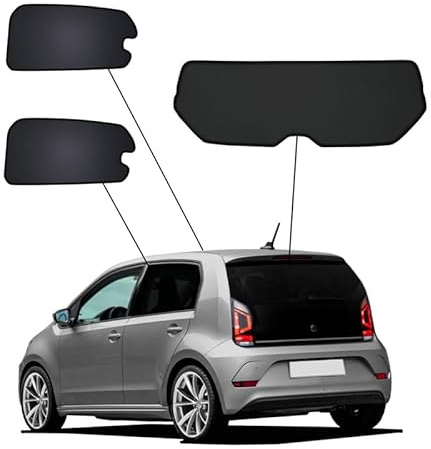 SunClip Sicht- & Sonnenschutz kompatibel mit Volkswagen Up! & Seat MII & Skoda Citigo 5-türer 2011-, Schwarz