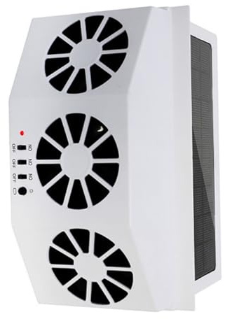 MOTHNUR Ventilateur Solaire pour Voiture 3 Sorties Blanc, Ventilation pour Fenêtre, Climatisation Solaire sans Consommation, Circulation D’air Optimisée, Refroidisseur Automobile