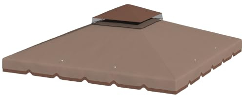 Outsunny Ersatzdach für Pavillon 3x3m Doppeldach Wasserabweisend Khaki | Pavillondach mit Wasserablauflöchern, Ersatzbezug für Gartenpavillon, Ersatzteile aus Polyester