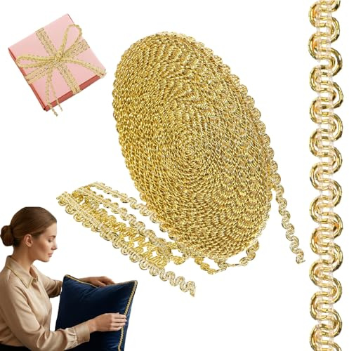 jojofuny Goldene Gimp Trim Band 10 M 6 Mm Geflochtene Zierborte Zuschneidbares Geschenkband FüR Hochzeit Geburtstagsfeier Weihnachtsdeko Diy Crafts KostüMe Und Geschenkverpackung