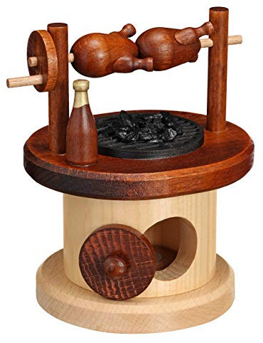 Drechselwerkstatt Uhlig DWU Handgefertigter Räuchergrill Traditionelles Räuchermännchen aus dem Erzgebirge Weihnachtsdeko 23 cm Drehgrill
