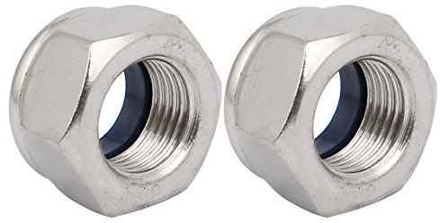 sourcingmap 2Pz M16 x 1.5mm metrica passo Filettatura fine 304 esagonali acciaio inossidabile dadi bloccaggio