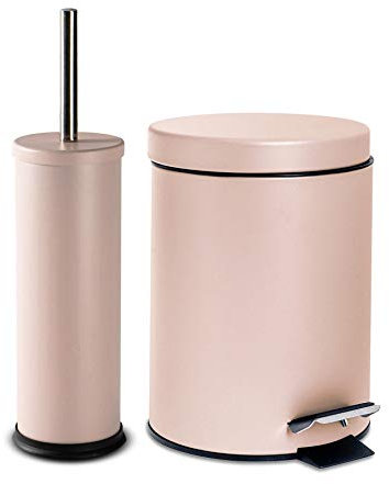 Harbour Housewares 2 Stück 3 Liter Badezimmer Treteimer & Toilettenbürste Set - Matte Rosa