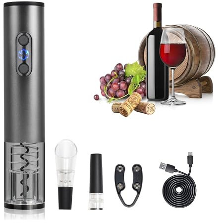 Hotool Electric Wine Opener with Foil Cutter,Wine Pourer,Vacuum Stopper,Dock,USB Charging Cable,Perfect Wine Gift Set