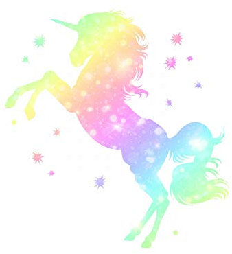 218 Wandtattoo Einhorn bunt Regenbogen Sterne Größe 750 x 750 mm - in 4 Größen - Kinderzimmer Sticker Wandaufkleber Wanddeko Wandbild