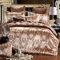 Bettwäsche Set 135x200 4teilig Golden Gold Blumen Blumenmuster Satin Deckenbezug Glatt Luxus Jacquard Bettbezug Luxuriös Romantisch Wendebettwäsche Set mit Reißverschluss und Kissenbezug 80x80cm