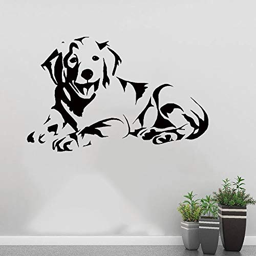 YINSHENG Friseur Wandaufkleber Labrador Hund Wandtattoo Netter Welpe Golden Retriever Hund liegend Bild Wandmalerei Wohnzimmer Sofa Hintergrund Vinyl Wand 89x57cm