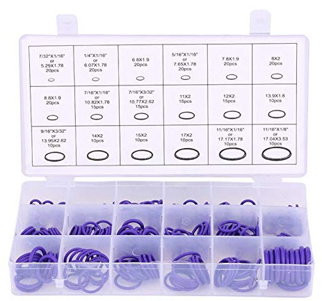 Car Air Conditioning Compressor O-Ring, Car Air Conditioning Compressor A/C O-Ring 270pcs Assorted Seal Gasket Set Rubber Washer Seals(Purple)