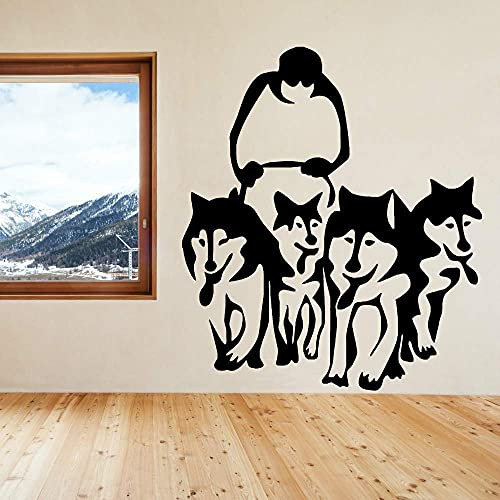 Ein Satz Husky Hund Kunst Wandaufkleber Schlitten Vinyl Wand Home Wohnzimmer Haus Dekoration Wandaufkleber 57X66Cm