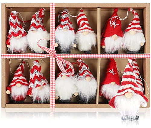 COM-FOUR® 12x Premium Weihnachtsmann-Anhänger für den Weihnachtsbaum, Christbaum-Figuren Anhänger als Baumbehang, Weihnachtsschmuck oder Geschenk-Anhänger, schwedisch-skandinavische Deko-Trolle