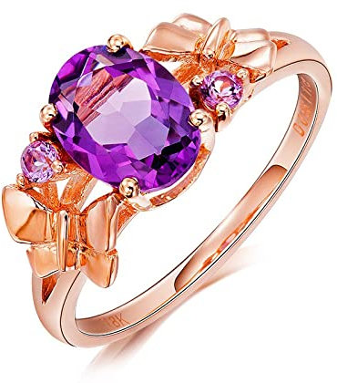 DJMJHG Tropfen Ring Saphir Trendy Rose 18K Gold Farbe Aquamarin Party Hochzeit Amethyst Für Frauen Edlen Schmuck