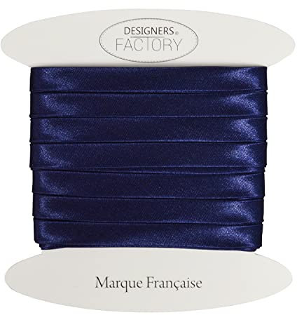 Schöne Satin schrägband - Satin schrägband ideal für raffinierte Abschlüsse sowohl an der Außenseite Ihrer Kreationen als auch zum Abdecken Ihrer Nähte. (Um 10 Meter, Marineblau)
