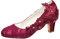 Emily Bridal Brautschuhe Frauen Seide wie Satin Stämmiger Absatz Absatzschuhe mit Stich Spitzen Blume Kristall Perle (EU38, Burgund)