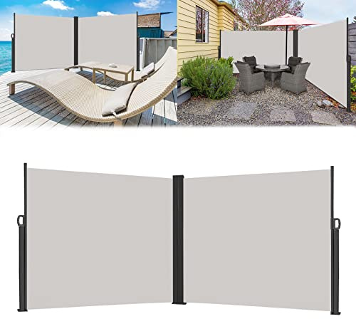 LZQ Seitenmarkise Ausziehbar Balkon Sonnenschutz Sichtschutz Markise,Wasserdicht Windschutz Seitenrollo aus Polyester für Garten Terrasse Spielplätzen Camping(180x600cm,Grau)