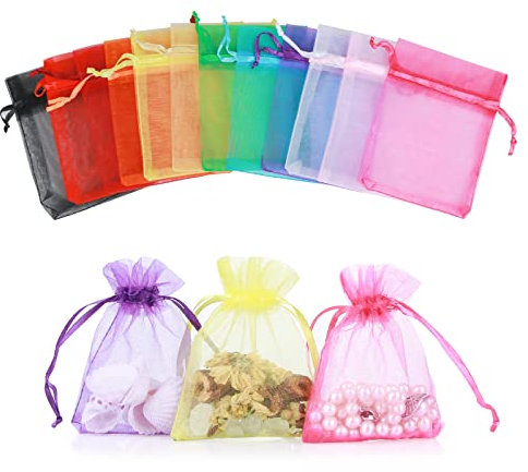 Ropiaece 120 Stück Organza Säckchen Zum Befüllen, Klein Mehrfarbig Organzasäckchen 7x9 cm, Organzabeutel Säckchen für Lavendel, Hochzeit Beutel Geschenk Säckli, Schmuckbeutel