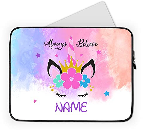 Personalised Laptop Case Sleeve - Unicorn - Colourful - Tablet or iPad Bag - Girls Ladies Gift (9-10 inch)