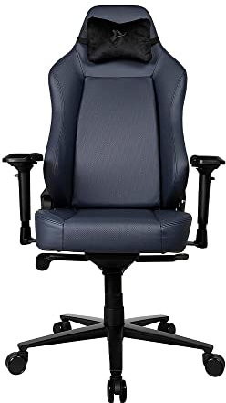 Arozzi Primo-PREM-OC Primo Full Premium Leder Gaming Stuhl, Ocean Vollleder, Velours-Materialkissen, 4D Armlehne, verstellbare integrierte Lendenwirbelstütze