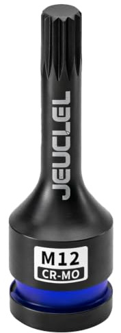 JEUCLEL M12 Dreifach-Vierkant-Stecknuss, 12 mm, metrischer 1/2-Zoll-Schlagantrieb, Dreifach-Vierkant-Stecknuss, Cr-Mo-Stahl, Schraubendreher-Adapter