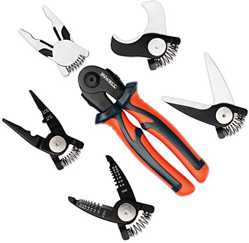 Inwell 5 IN 1 Plier Tool Set - Includes Cable Cutters, Wire Stripper, Crimping Plier, Linesman Pliers, Scissor, Multipurpose Combination 8 Inch Pliers with Storage Case