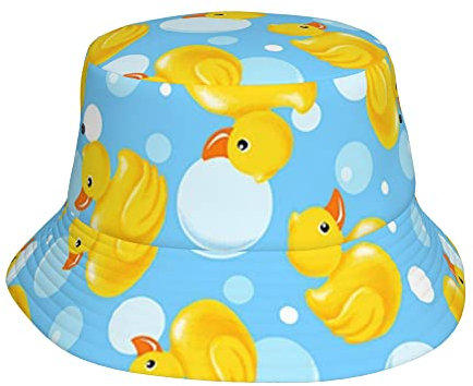 XVBCDFG Unisex Fischerhut, Sommer, Reisen, Strand, Sonnenhut, breite Krempe, Fischermütze, Gelbe Gummiente, One size