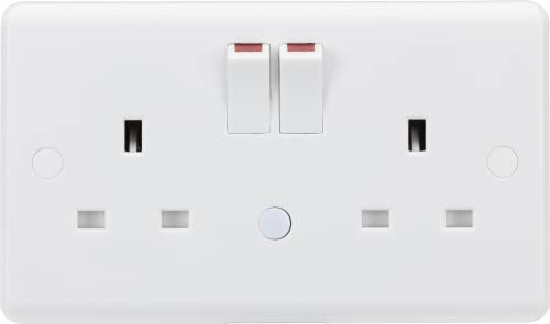 Knightsbridge 13A 2G DP Switched Socket with Night Light Function, Double Pole Switch, Automatic On-Off-On Operation, White