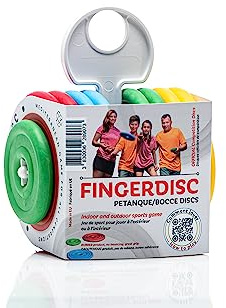 FINGERDISC - Zielwurfspiele für 4 Spieler - Robuste Scheiben mit High-Grip für alle Oberflächen - Offiziell für Meisterschaften zugelassen - 1 Set