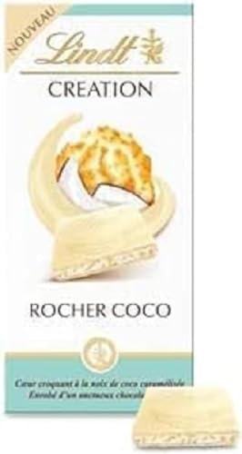 Lindt - Tablette CREATION Blanc Rocher Coco - Chocolat Blanc, 145g