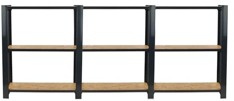 SimonRack Metallregal, 3 Regalböden, Holz, hohe Tragkraft 200 kg, 1000 x 2400 x 300 mm, Regal für Büro, Anthrazit/Holz Osb