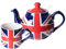 London Pottery Teekanne mit Teesieb, Keramik, handbemalt, Union Jack, limitierte Auflage, 2 Tassen (600 ml); Tasse, 250 ml, inklusive einer Teekanne und Tasse
