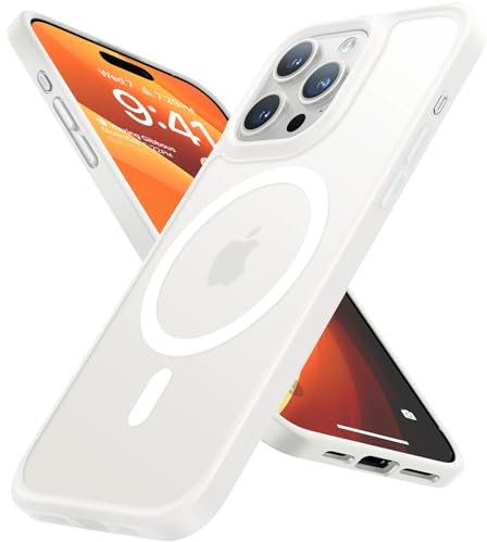 TORRAS für iPhone 15 Pro Max Hülle für Magsafe (TOP Militärschutz & Magnetkraft) Extrem Haltbarkeit Hülle iPhone 15 Pro Max Case Stoßfest Samtige Touch Dünn Handyhülle Matte Weiß, Guardian-Mag