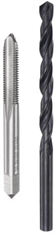 sourcing map Tap and Drill Bit Set, 1/4-28 UNF Thread Tap & 7/32 Black Oxide Twist Drill Bit, Straight Flute Tap Tapping Threading Repair Tool Kit