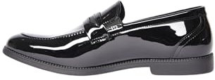 Mocassini Uomo Eleganti Lucidi in Pelle Sintetica Scarpe Classiche Verniciate (Nero, Sistema Taglie Calzature EU, Adulto, Uomo, Numero, Media, 44)