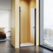 SUNXURY Porta doccia, 90 cm, colore nero, a sospensione, in vetro di sicurezza ESG, altezza 195 cm