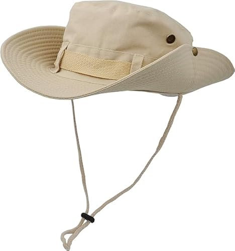Generisch Sonnenhut Unisex, Outdoor Safari Hut, Faltbarer Wanderhut, Sonnenschutz Hut Buschhut Anglerhut (Baumwolle, Beige)