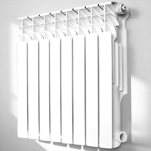 Quiet Energy Saving Hot Water Radiator, 8-Panel Wall-Mounted Aluminum Radiator Heater for Kitchen, Bathroom and Bedroom
