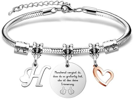 SAMORION 26 Brief Armband,Name Geschenk Inspirierende Armband,Manchmal Vergessen du,Dass Du So Großartig Bist Erinnerung Schmuck Für Frauen Geburtstagsg Armbänder für Freund Weihnachts Abschluss (H)