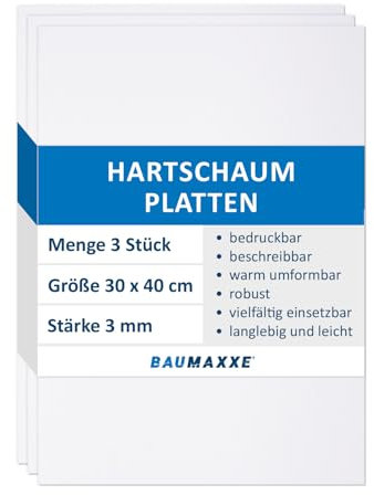 Set de 3 plaques en mousse rigide PVC blanc I 30 x 40 cm I 3 mm I avec film protecteur d’un côté I découpe plastique I pour usage intérieur et extérieur I az157