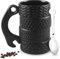 WIYETY Grande tasse en céramique, 500 ml, avec cuillère, tasse 3D, tasse à café, tasse cadeau pour la maison, le bureau, la voiture, cadeau - noir