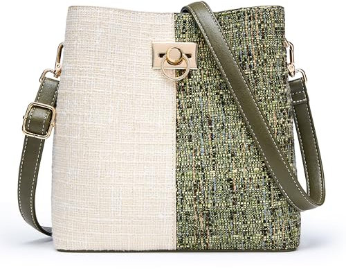 Kalidi Crossbody-Geldbörsen für Damen, veganes Leder, Eimertasche, modische Damen-Crossbody-Handtasche, Schulter-Geldbörse mit mehreren Taschen, Grün , 9.05 L x 3.93 W x 9.05 H