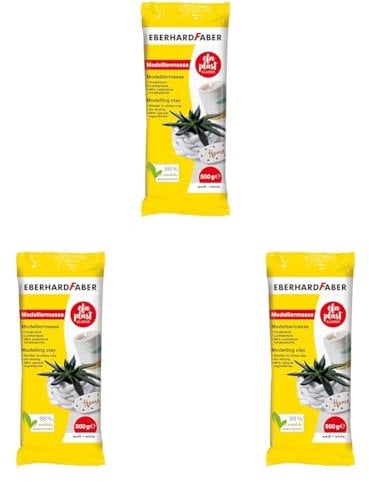 Eberhard Faber 570301 - Modelliermasse lufttrocknend weiß, 500 g EFA Plast classic tonbasiert (Packung mit 3)