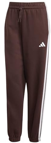 adidas Women's Essentials 3-Stripes Fleece Loose Pants, Shadow Brown/White, XL