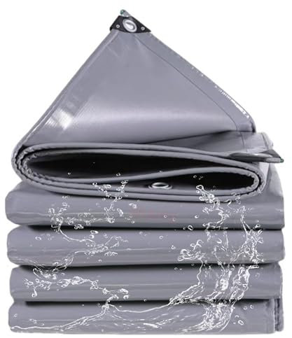 WLRHGl Waterproof Tarpaulin, 2 x 27 m Woven Double-Sided Fabric Supreme Versatility for Covering, Protecting or Concealing WLR010, Grey
